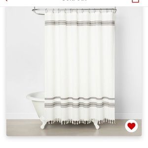 NWT Embroidered Shower Curtain Railroad Gray